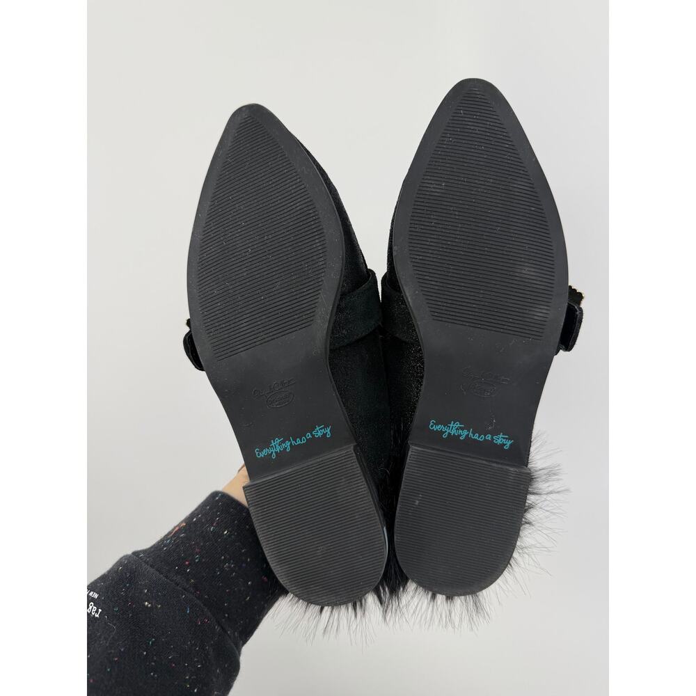 Dr. Scrolls x Iris Apfel Leather Faux Fur Mule Size 8 Black Artsy Maximalist - Picture 10 of 11